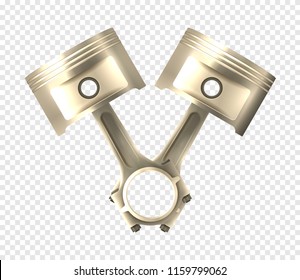 3d engine pistons isolated on transparent background. Realistic vector illustration with detail of motor.