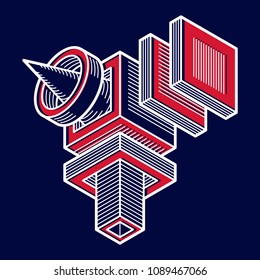 3D engineering vector, abstract shape made using cubes and geometric forms.