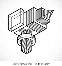 3D engineering vector, abstract shape made using cubes and geometric forms.