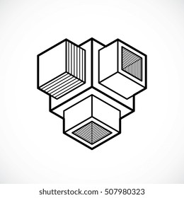 3D engineering vector, abstract shape made using cubes and geometric forms.