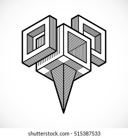 3D engineering vector, abstract shape made using cubes and geometric forms.