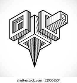 3D engineering vector, abstract shape made using cubes and geometric forms.