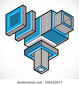 3D engineering vector, abstract shape made using cubes and geometric forms.