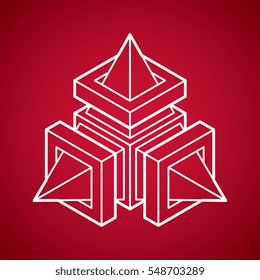 3D engineering vector, abstract shape made using cubes and geometric forms.