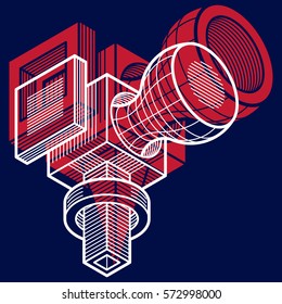 3D engineering vector, abstract shape made using cubes and geometric forms