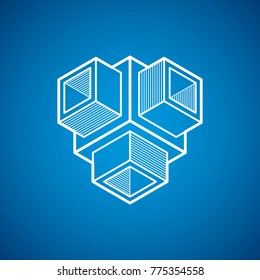 3D engineering vector, abstract shape made using cubes and geometric forms.