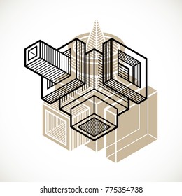 3D engineering vector, abstract shape made using cubes and geometric forms.