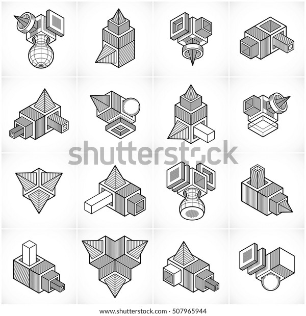 3d Engineering Vectors Abstract Shapes Collection Stock Vector (Royalty