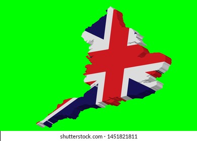 3D England Map National Flag Icon Vector illustration