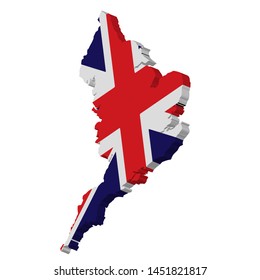 3D England Map National Flag Icon Vector illustration