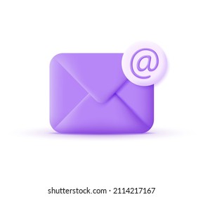 3d envelope and email icon isolated on white background. Envelope illustration, message. Trendy and modern vector in 3d style.