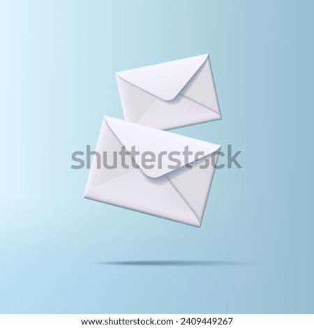 3D envelope icon, incoming mail notify, newsletter email, two closed envelopes, icon composition