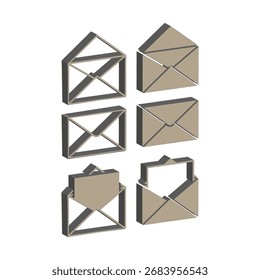 Ícone de envelope 3D. Símbolo de mensagem de email. Figura do documento de carta. Ilustração de negócios de vetor. EPS 10.