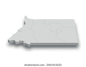3d Equatorial Guinea white map with regions isolated on white background