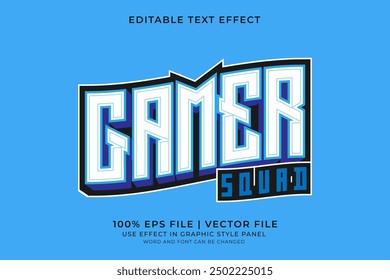 3D E-sport Text effect editable vector. Gaming squad logo text effect