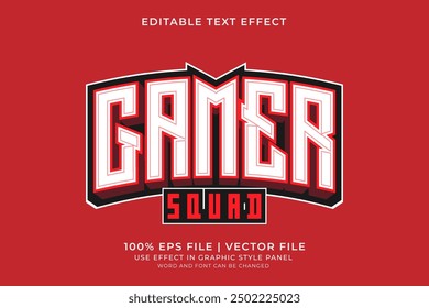 3D E-sport Text effect editable vector. Gaming squad logo text effect