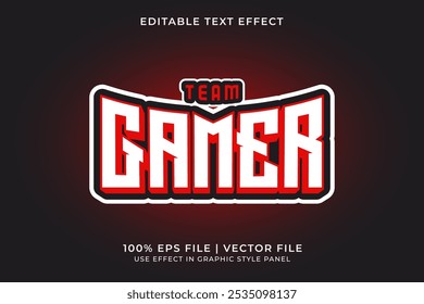 Vetor editável do efeito de texto 3D E-sport. Efeito de texto do logotipo do esquadrão de jogos. E Logo emblema do esporte