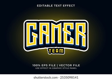 Vetor editável do efeito de texto 3D E-sport. Efeito de texto do logotipo do esquadrão de jogos. E Logo emblema do esporte