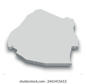 3d Eswatini mapa blanco con regiones aisladas sobre fondo blanco