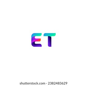 3D ET, TE letter logo design template elements. Modern abstract digital alphabet letter logo.