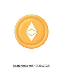 3D Ethereum cryptocurrency illustration. ETH icon. Finance, global digital money. Buy or sell currency online. Cryptocurrency transaction. Online banking. Modern vector in 3d style.