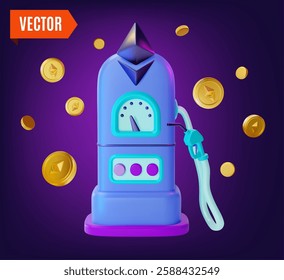 3d Ethereum Gas Fuel Your Trades Crypto Currency Concept Background Cartoon Design Style. Vector illustration of Cryptocurrency Finance