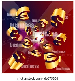 3d euro and dollar symbols vector background