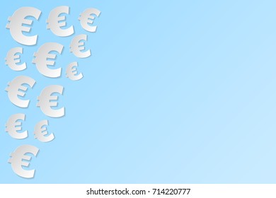 3d euro symbol on blue background. Vector.