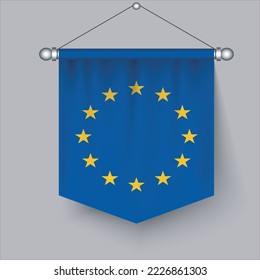 3D European Union Flag vector illustration