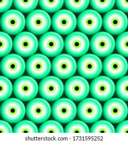Patrón transparente de ojos malvados 3D. Los ojos turcos tienen un fondo. Diseño geométrico degradado. Patrón de mosaico vectorial azul. Patrón sin foco.  Sigue otros patrones de mosaico en mis colecciones.

