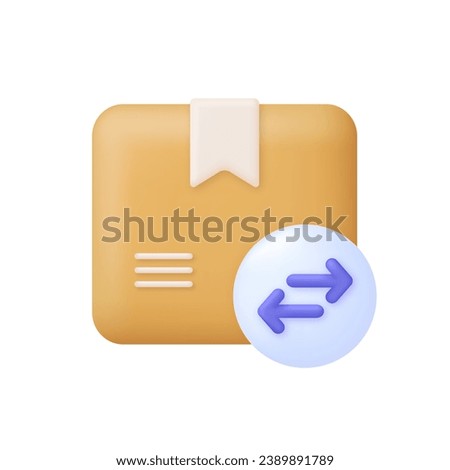 3D Exchange of goods icon. Return parcel. Concept of online shopping and ordering goods. Arrow Back. Trendy and modern vector in 3d style.