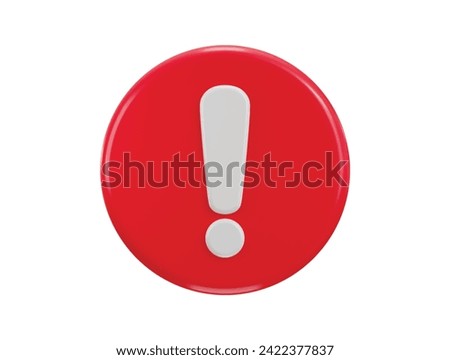 3d exclamation circle sign warning or danger risk message alert problem icon