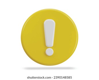 3d exclamation mark alert button icon vector