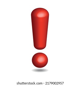 3d exclamation mark isolated on white background with shadow 3D rendering.