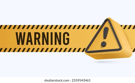 3d Exclamation mark Warning sign caution banner attract attention