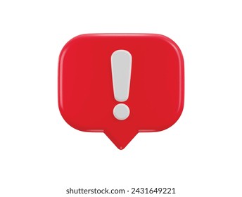 3d exclamation sign message warning or danger risk message alert problem icon illustration