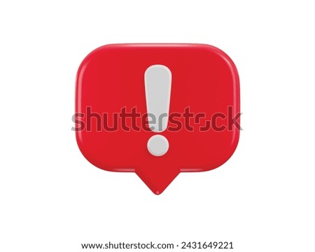 3d exclamation sign message warning or danger risk message alert problem icon illustration