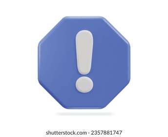 3d exclamation sign warning or danger risk message alert problem icon
