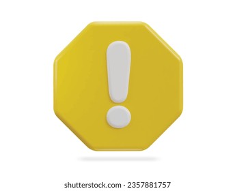 3d exclamation sign warning or danger risk message alert problem icon