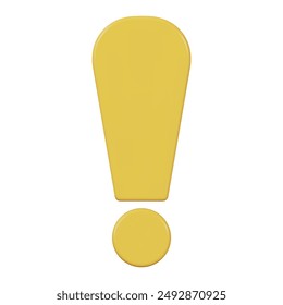 3D Exclamation sign yellow color. Vector illustration on isolated background.