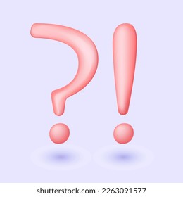 3d Exclamations and Question Marks. FAQ concept. Ask Questions and receive Answers. Online Support center. Frequently Asked Questions. 3d rendering. Vector illustration