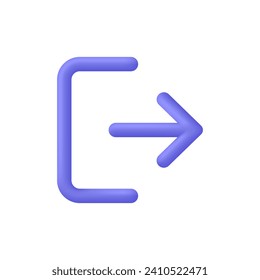 3D Exit icon. Sign out. Trendy and modern vector in 3d style