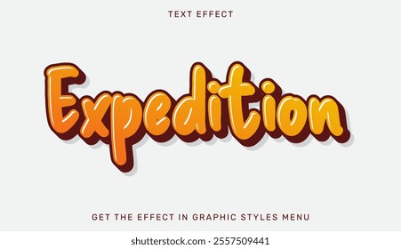 3d expedition text effect template. Text emblem for advertising, branding, business logo