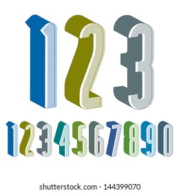 3d extra tall numbers set made with round shapes, colorful numerals for advertising and web design.