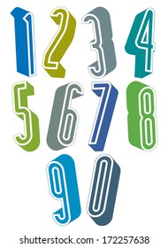 3d extra tall numbers set made with round shapes, colorful numerals for advertising and web design.