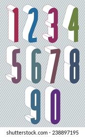 3d extra tall numbers set made with round shapes, colorful numerals for advertising and web design.