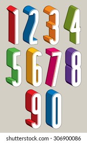 3d extra tall numbers set made with round shapes, colorful numerals for advertising and web design.