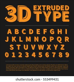 3D Extruded Type Set with Numbers | EPS10 Vector