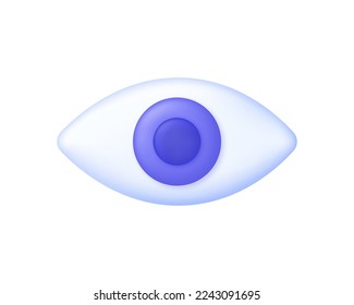 Icono de Ojo 3D. Concepto saludable y óptico. Reconocimiento, identificación e investigación. Vector moderno y de moda en estilo 3d.