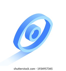 3d eye icon with shadow.Vector illustration in isometric style. Eps 10 template. 
